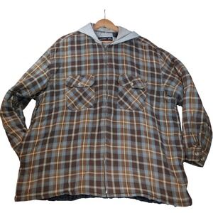 Vintage Marino Bay Thrashed Mens 2XL Hooded Flannel Jacket Sherpa Lined Plaid